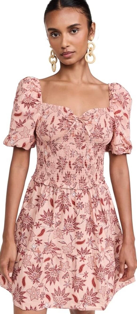 Steve Madden Women's Cotton Candy Dress Cotton Puff Sleeve L